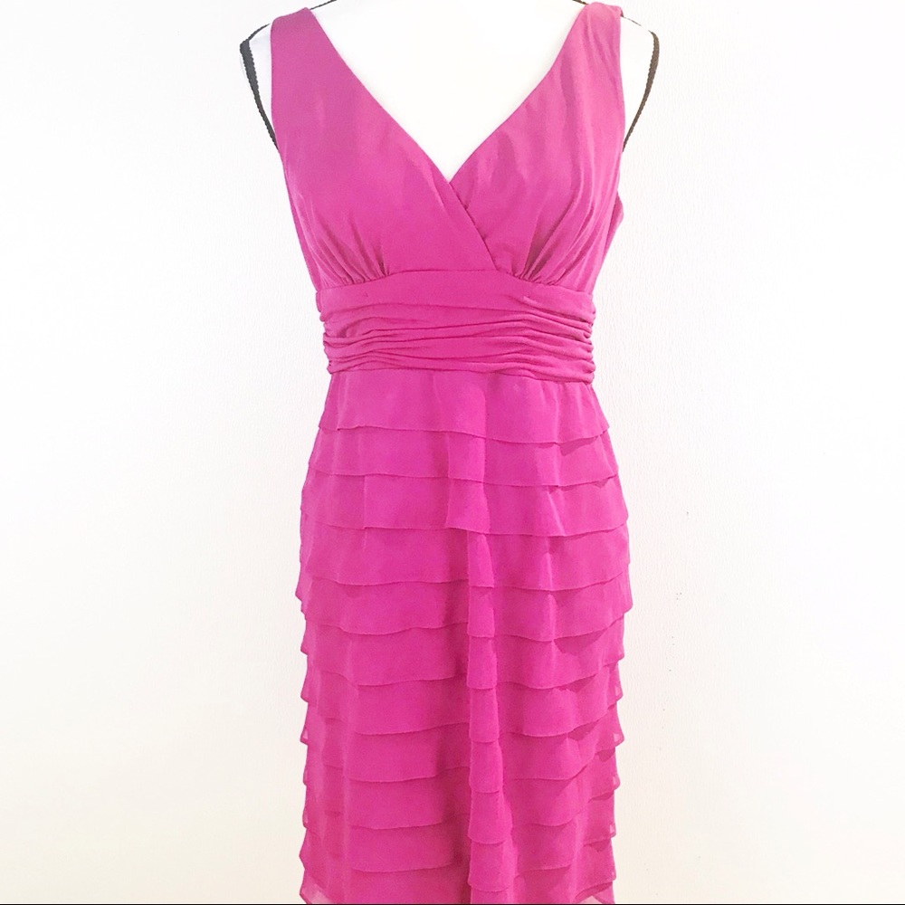 S. L. Fashions Tiered V-Neck Formal Dress